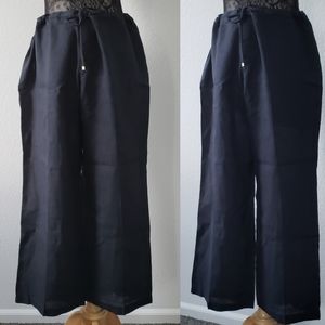Tommy Bahama Wide Leg Blue Black Linen Pants